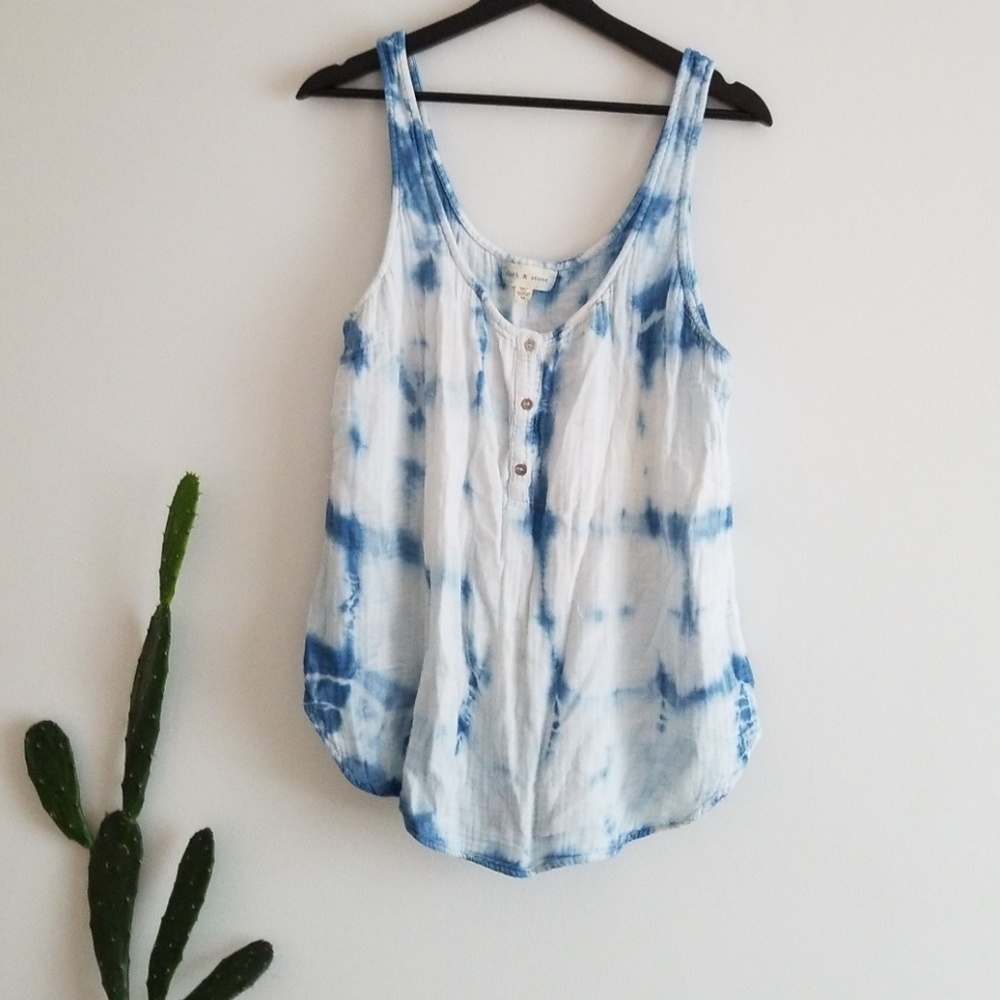 Cloth & Stone hand-dyed indigo cotton tank